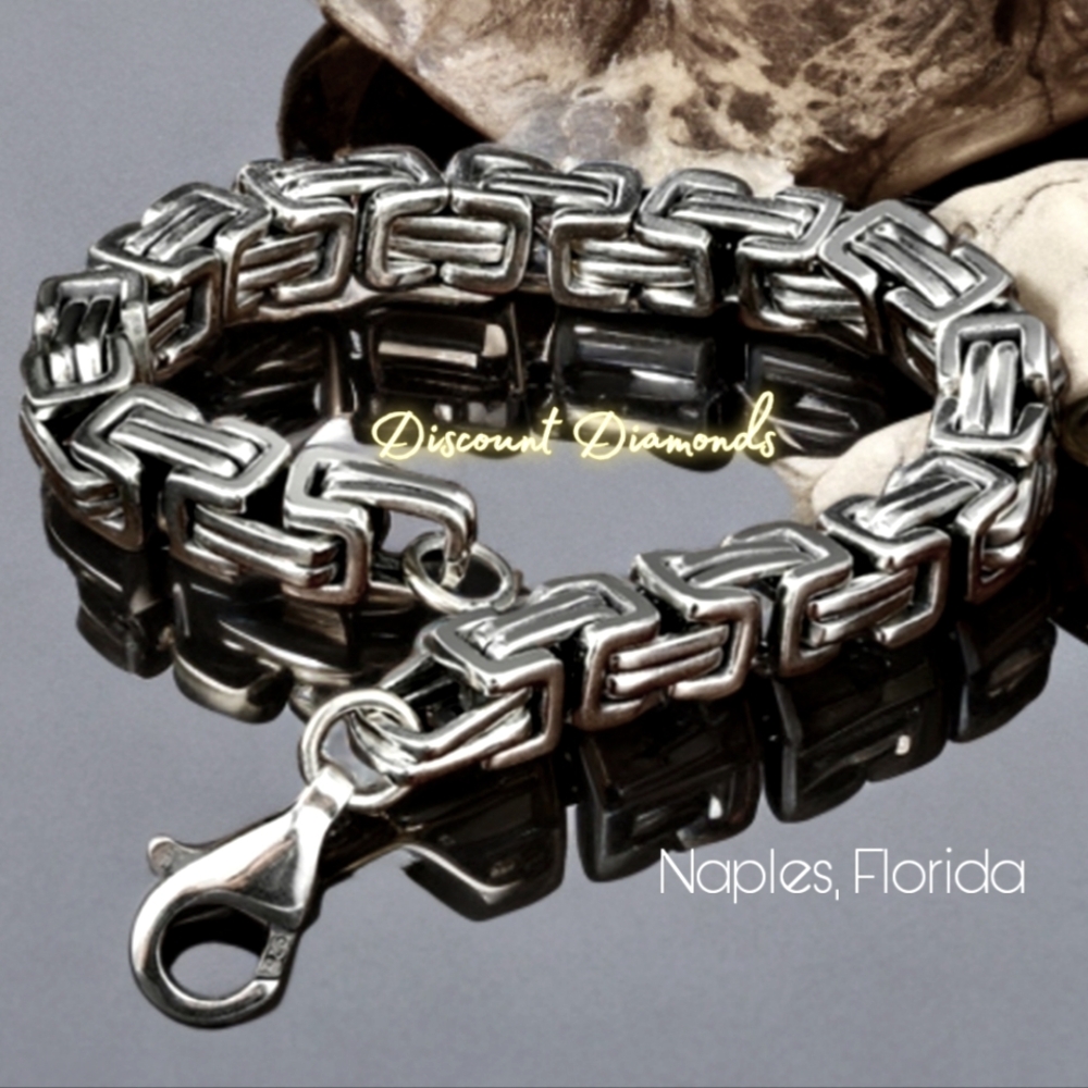 Men's Heavy Byzantine Stainless Steel Bracelet